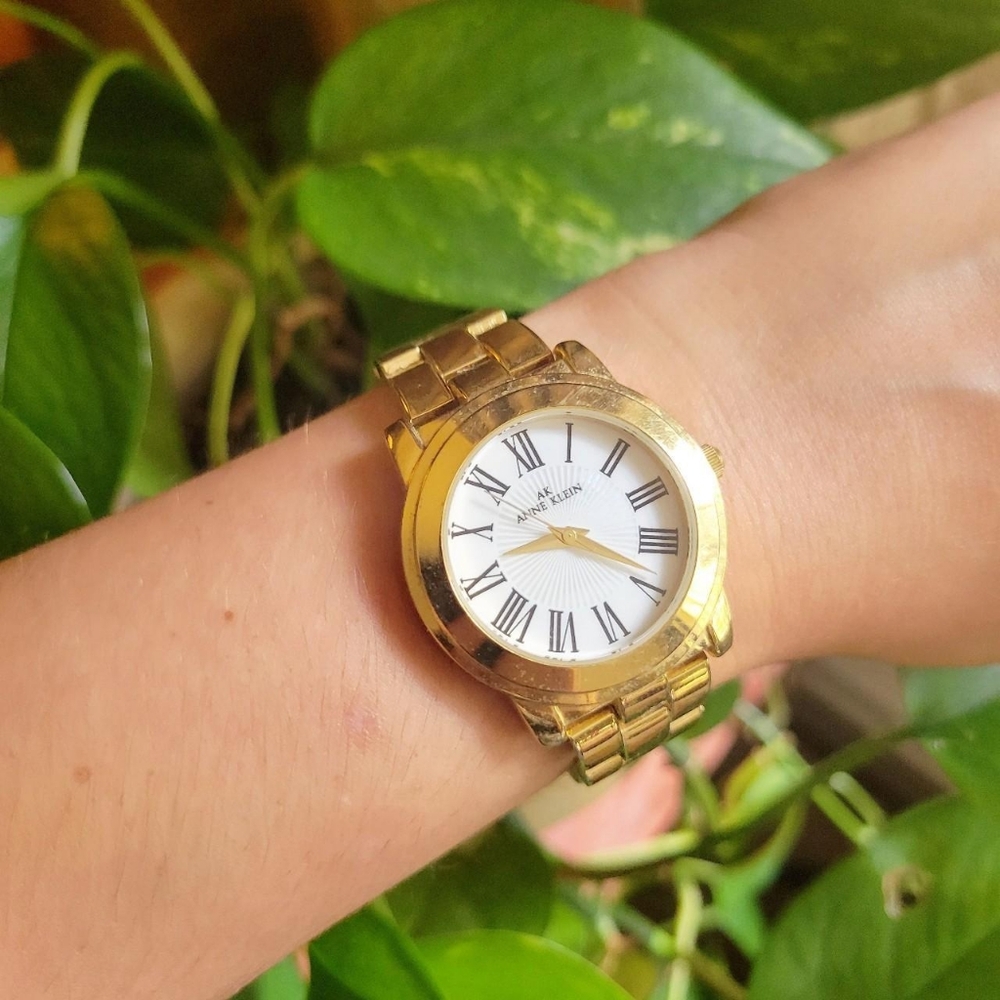 Vintage Anne Klein Gold Roman Numerals Classic Watch
